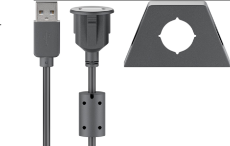 USB 2.0 Hi-Speed-Verlängerungskabel mit Montagebügel, Schwarz, 0,6 m