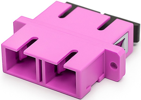 Adaptadores de fibra óptica SC/PC Duplex Multi Mode (MM) totalmente flangeados roxos 