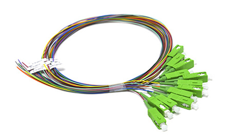 12 fibres SC/APC monomode à code couleur fibre optique 2 m Pigtail unjacketed 