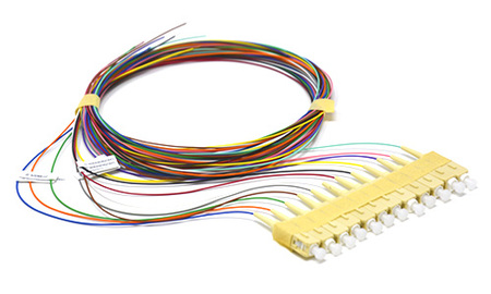 SC/PC 12 Fibers Color-coded Fiber Pigtail Set OM2 900µm 2m