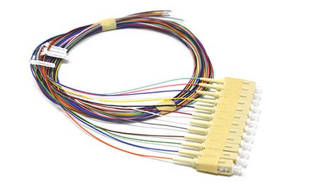 12 Fibers Color-coded SC/PC Pigtail Set OM3 900µm 2m 