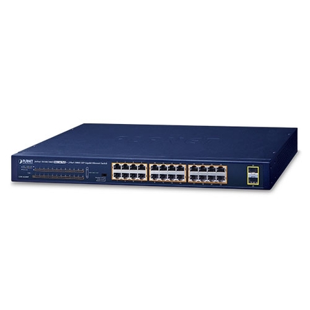 24-Ports 10/100/1000T 802.3at PoE + 2-Ports 1000X SFP Gigabit Ethernet Switch