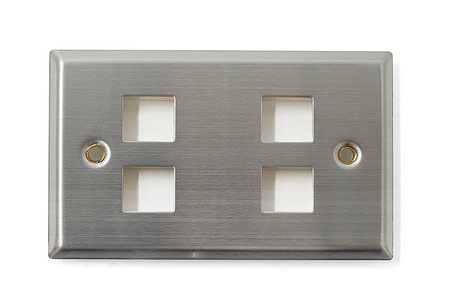 Face plate, 70 x 115mm, stainless steel, brushed, KS mounting, 4 port