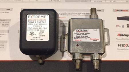 REVERSE AMPLIFIER 5-42 MHz STANDARD "F" PORTS WITH POWER SUPPLY
