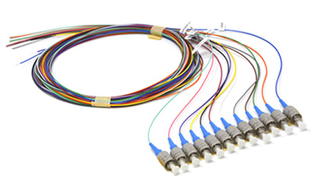 Set de Pigtails de Fibre Optique 12 fibres FC/UPC OS2 900µm 2m Code couleur 