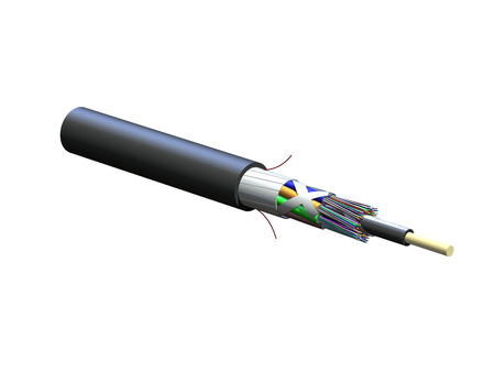48FO (4X12) Conducto Tubo suelto Cable de fibra óptica OS2 G.652.D HDPE dieléctrico blindado negro