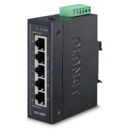 Compact Industrial 5-Ports 10/100/1000T Gigabit Ethernet Switch
