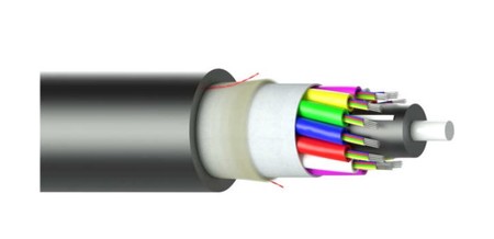 Cable aéreo de fibra óptica 144FO (12X12): cable de fibra óptica de tubo suelto ADSS y Fig8 OS2 G.652.D HDPE