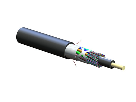 144FO (12X12) Conducto Tubo suelto Cable de fibra óptica OS2 G.652.D HDPE dieléctrico blindado negro