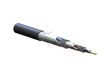 288FO (24X12) Conducto Tubo suelto Cable de fibra óptica OS2 G.652.D HDPE dieléctrico blindado negro