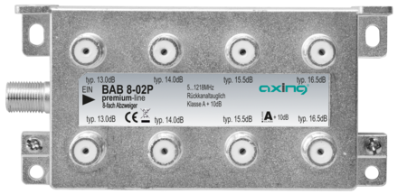 8-way Coaxial Indoor MultiTap terminal 13.0…16.5dB 1.2 GHz BAB00802P