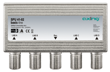DiSEqC-2.0-Umschalter 950-2200 MHz 4 in 1 Außen 4dB Dämpfung F-Stecker SPU04102