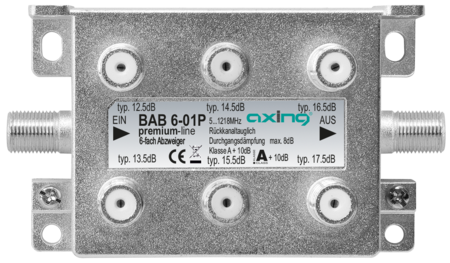 Abzweiger - MultiTap 6-fach 125 - 175dB 1.2 GHz F-Buchse premium-line BAB00601P