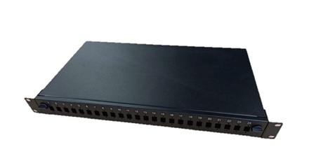 ODF 19” 1U 24xSc Simplex equipado com 16 adaptadores SC/APC e 16 Pigtails SC/APC