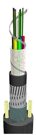 Câble Fibre Optique 72FO (6x12) Tube Flex Directement Enterré SM G.652.D Anti rongeur et Blindé métallique