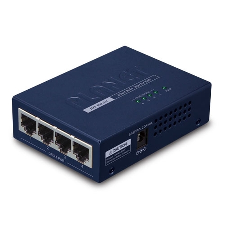 4-Ports IEEE 802.3at High Power over Ethernet Injector Hub