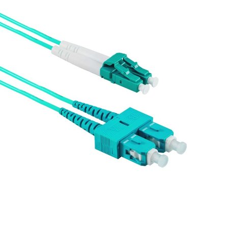 LC/APC-ST/APC Fiber Patch Cord Duplex MM OM3 10m Aqua