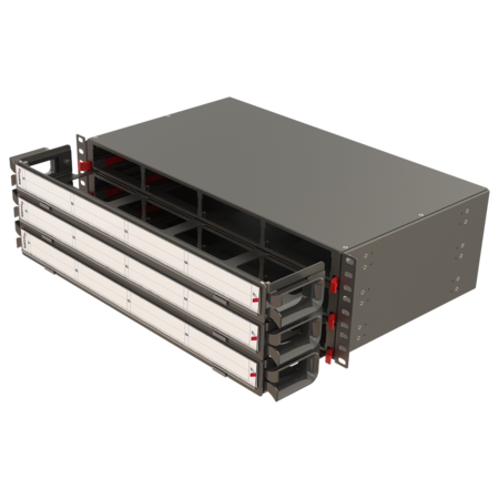 Painel modular de alta densidade com organizador 3U 12 slots