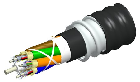 Cable Fibra Óptica 6FO (1X6) Interior/Exterior Loose Tube LSZH B2ca Blindado Metálico Negro               