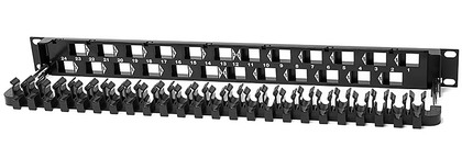 1U 24 Ports Snap-In Patch Panel Black