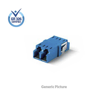 LC/UPC Fiber Optic Adapter Duplex Flangeless 1pc SCFP SD Zirconia Straight Split Blue Inner Shutter